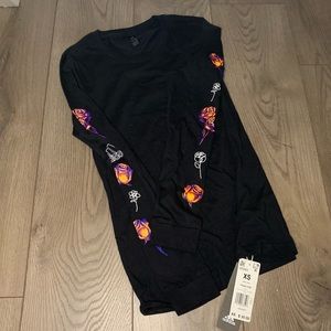 Adidas Neon Rose Tattoo arm logo Black Long Sleeve Shirt XS NWT
